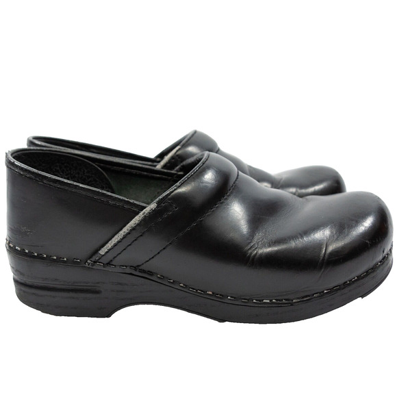 Women's Black Shoes DANSKO 9.5-10 Platform Professional Clogs Leather Slip On - Picture 1 of 8